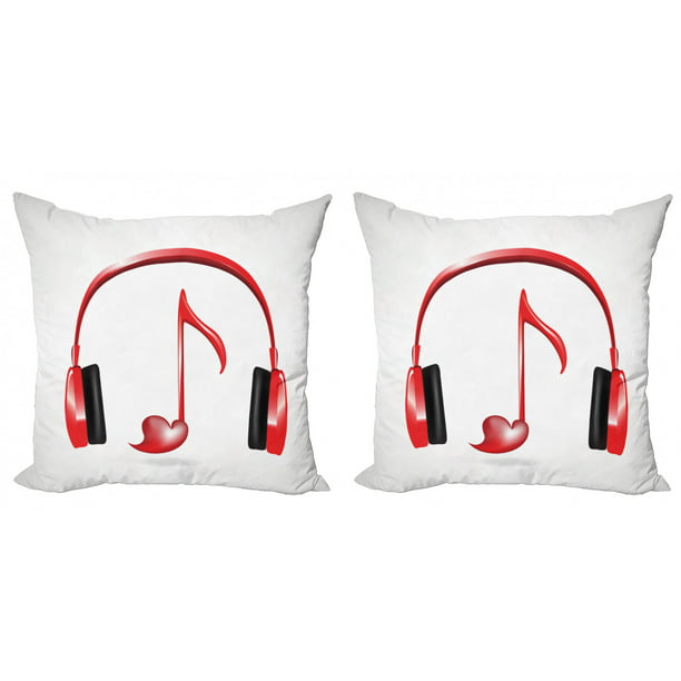 set of 2 decorative pillow music notes poppy flower cushion cover